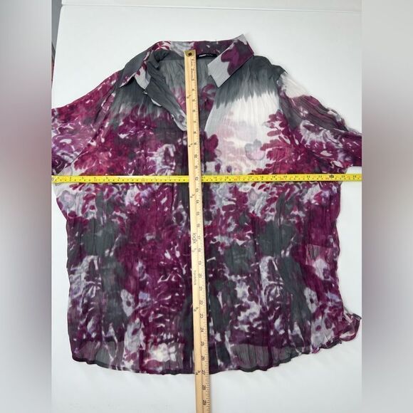 Frank Walder Shifon Floral Print Blouse Tunic Button up size XL - Picture 6 of 9